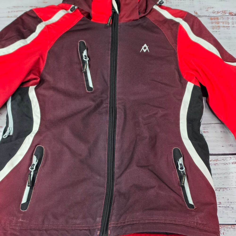 Volkl Ski Jacket Kids Size 10 Red Burgundy Sensortex Insulated Hooded Coat Snow